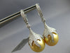 ESTATE LARGE .65CT DIAMOND & AAA GOLDEN SOUTH SEA PEARL 18K WHITE GOLD HANGING EARRINGS