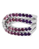 2.74CT DIAMOND & AAA MULTI COLOR AMETHYST 18KT WHITE GOLD DOUBLE HORSESHOE RING