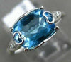 2.16CT DIAMOND & AAA BLUE TOPAZ 14KT WHITE GOLD DOUBLE HEART FILIGREE LOVE RING