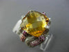 LARGE 17.10CT DIAMOND PINK SAPPHIRE & CITRINE 18KT WHITE GOLD SQUARE FLAME RING
