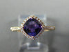ESTATE 1.02CT DIAMOND & AAA AMETHYST 14KT ROSE GOLD 3D CUSHION FUN LOVE RING