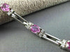 ESTATE 5.66CT DIAMOND & EXTRA FACET PINK SAPPHIRE 14K WHITE GOLD TENNIS BRACELET