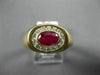ESTATE 1.20CT DIAMOND & AAA RUBY 14K YELLOW GOLD 3D OVAL BEZEL CLASSIC MENS RING