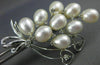 LARGE DIAMOND & AAA PEARL 14KT WHITE GOLD BOKAY FLOWER HEART BROOCH PIN #26611
