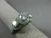 ESTATE 2.0CT DIAMOND 14KT WHITE GOLD 3D 3 STONE FILIGREE HALO ENGAGEMENT RING