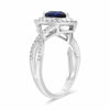 LARGE 1.48CT DIAMOND & AAA PEAR SHAPE SAPPHIRE 18KT WHITE GOLD ENGAGEMENT RING