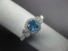 ESTATE .85CT DIAMOND & AAA BLUE TOPAZ 14KT ROSE GOLD 3D FLOWER FILIGREE FUN RING