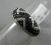 ESTATE 1.30CT WHITE & BLACK DIAMOND 18KT WHITE GOLD 3D ZIG ZAG WAVE WEDDING RING