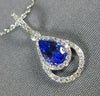 ESTATE .53CT DIAMOND & AAA PEAR SHAPE TANZANITE 14K WHITE GOLD TEAR DROP PENDANT