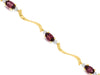 2.1CT DIAMOND & AAA RHODOLITE 14K YELLOW GOLD OVAL & ROUND SWIRL TENNIS BRACELET