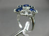 ESTATE LARGE 2.48CT DIAMOND & SAPPHIRE 18K WHITE GOLD 3D SQUARE FLOWER LOVE RING