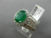 LARGE 3.30CT DIAMOND & AAA EMERALD 14K WHITE GOLD OVAL MULTI ROW ENGAGEMENT RING