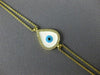 ESTATE .11CT DIAMOND WHITE & BLUE ENAMEL 18K YELLOW GOLD EVIL EYE LUCKY BRACELET