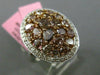 ESTATE LARGE 3CT MULTI COLOR DIAMOND 18K WHITE & ROSE GOLD OVAL MULTI SHAPE RING