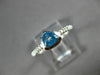 ESTATE .65CT DIAMOND & AAA TRILLION CUT BLUE TOPAZ 14K WHITE GOLD BEZEL FUN RING
