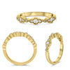 .24CT DIAMOND 14KT YELLOW GOLD ROUND PAST PRESENT FUTURE FLORAL ANNIVERSARY RING
