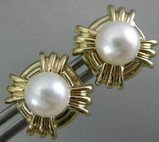 ESTATE AAA SOUTH SEA PEARL 14KT YELLOW GOLD 3D ROUND SQUARE STUD EARRINGS #26241