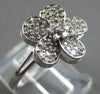 ESTATE .20CT DIAMOND 14KT WHITE GOLD 3D CLASSIC FLOWER LOVE RING #28164