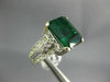 LARGE 4.70CT DIAMOND & AAA EMERALD 14KT WHITE GOLD 3D FILIGREE ENGAGEMENT RING