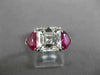 ESTATE LARGE GIA 6.28CT DIAMOND & AAA RUBY 18KT WHITE GOLD 3D ENGAGEMENT RING
