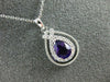 ESTATE .83CT DIAMOND & AAA AMETHYST 14K WHITE GOLD 3D TEAR DROP FLOATING PENDANT