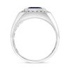 LARGE 2.40CT DIAMOND & AAA SAPPHIRE 14KT WHITE GOLD EMERALD CUT BEZEL MEN'S RING
