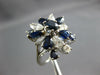 ESTATE LARGE 2.0CT DIAMOND & AAA SAPPHIRE 18KT WHITE GOLD 3D FLOWER CLUSTER RING