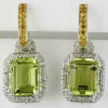 9.35CT DIAMOND & AAA LEMON QUARTZ 14KT WHITE GOLD 3D EMERALD CUT HALO EARRINGS
