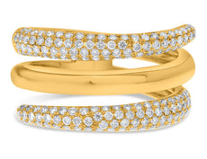 ESTATE LARGE .80CT DIAMOND 14KT YELLOW GOLD 3D MULTI ROW CRISS CROSS SNAKE RING
