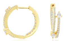.62CT DIAMOND 14KT YELLOW GOLD MULTI ROW CRISS CROSS ARROWHEAD HANGING EARRINGS