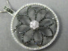 LARGE 1.07CT WHITE & BLACK DIAMOND 14KT TWO TONE GOLD 3D CIRCULAR FLOWER PENDANT