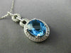 ESTATE 3.10CT DIAMOND & AAA BLUE TOPAZ 14K WHITE GOLD OVAL HALO FLOATING PENDANT