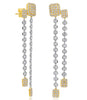ESTATE LARGE 1.80CT DIAMOND 14KT 2 TONE GOLD ROUND MULTI SQUARE HANGING EARRINGS