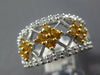 1.43CT DIAMOND & AAA YELLOW SAPPHIRE 14KT WHITE GOLD 3D FLOWER ANNIVERSARY RING