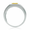 ESTATE WIDE .59CT DIAMOND & AAA SAPPHIRE 18K TWO TONE GOLD 3D OCTAGON MEN'S RING