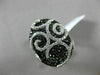 ESTATE LARGE 1.89CT WHITE & BLACK DIAMOND 18KT WHITE GOLD OVAL FILIGREE FUN RING