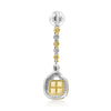 .75CT WHITE & FANCY YELLOW DIAMOND 18K 2 TONE GOLD PRINCESS ROUND SQUARE PENDANT