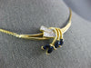 ESTATE LARGE 1.20CT DIAMOND & AAA SAPPHIRE 14KT YELLOW GOLD LEAF NECKLACE #1112