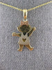 ESTATE 14K TRI COLOR GOLD 3D HANDCRAFTED BABY GIRL HEART FLOATING PENDANT #27423