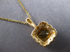 2.09CT DIAMOND & AAA CITRINE 14K YELLOW GOLD 3D CUSHION & ROUND FLOATING PENDANT