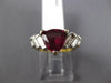 1.58CT DIAMOND AAA RHODOLITE 18K 2 TONE GOLD TRILLION & BAGUETTE ENGAGEMENT RING