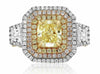 GIA 4.02CT WHITE PINK & FANCY YELLOW DIAMOND 18KT TRI COLOR GOLD ENGAGEMENT RING