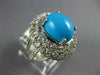 ESTATE LARGE 9.86CT DIAMOND & AAA TURQUOISE 14KT WHITE GOLD OVAL FUN RING #1997