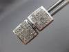 ESTATE 1.0CT DIAMOND 14KT WHITE GOLD 3D CLASSIC SQUARE PAVE STUD EARRINGS #19721