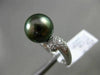 ESTATE .26CT DIAMOND 14KT WHITE GOLD 3D AAA TAHITIAN PEARL PAVE SOLITAIRE RING