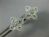 ESTATE .91CT DIAMOND 18KT WHITE GOLD 3D 4 LEAF CLOVER FLOWER STAR STUD EARRINGS