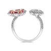 2.13CT DIAMOND & AAA ORANGE SAPPHIRE 14KT WHITE GOLD 3D DOUBLE FLOWER LOVE RING