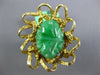 ANTIQUE LARGE AAA JADEITE 18KT YELLOW GOLD 3D HANDCRAFTED FLOWER FUN RING