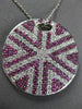 ESTATE LARGE 3.71CT DIAMOND & AAA PINK SAPPHIRE 18KT WHITE GOLD SUNBURST PENDANT