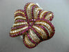ESTATE EXTRA LARGE 3.63CT DIAMOND & AAA PINK RUBY 18K ROSE GOLD 3D FLOWER RING
